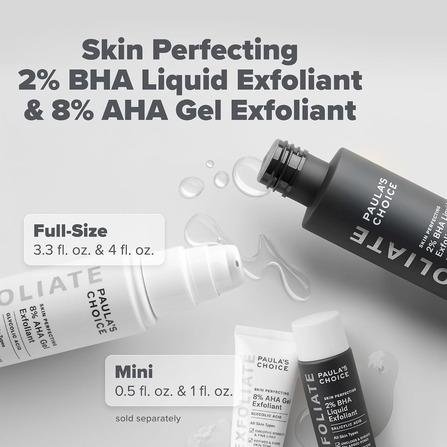 image:imagePaulas Choice SKIN PERFECTING 8 AHA Gel amp 2 BHA Liquid Duo365 Fl Oz Pack of 2